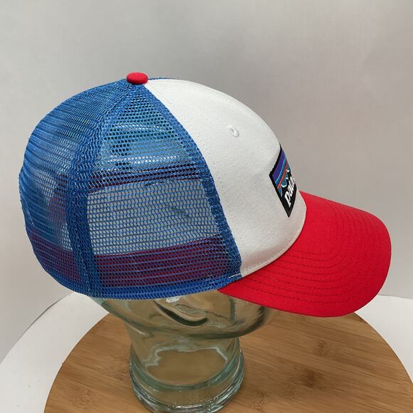 Patagonia P6 Roger That Mesh Retro Red White Blue Trucker Hat Snapback - Picture 2 of 5